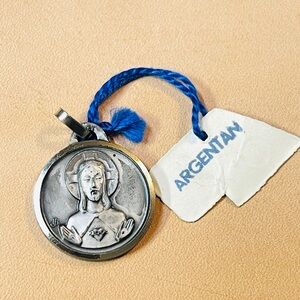 Vintage Sacred Heart of Jesus &  Immaculate Heart Catholic Silver Nickel Medal